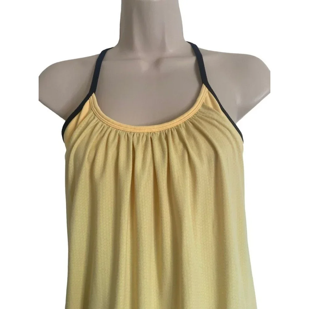 Lululemon Bra Tank Fitness Top Size 4 Relaxed Fit Yellow Black Racerback